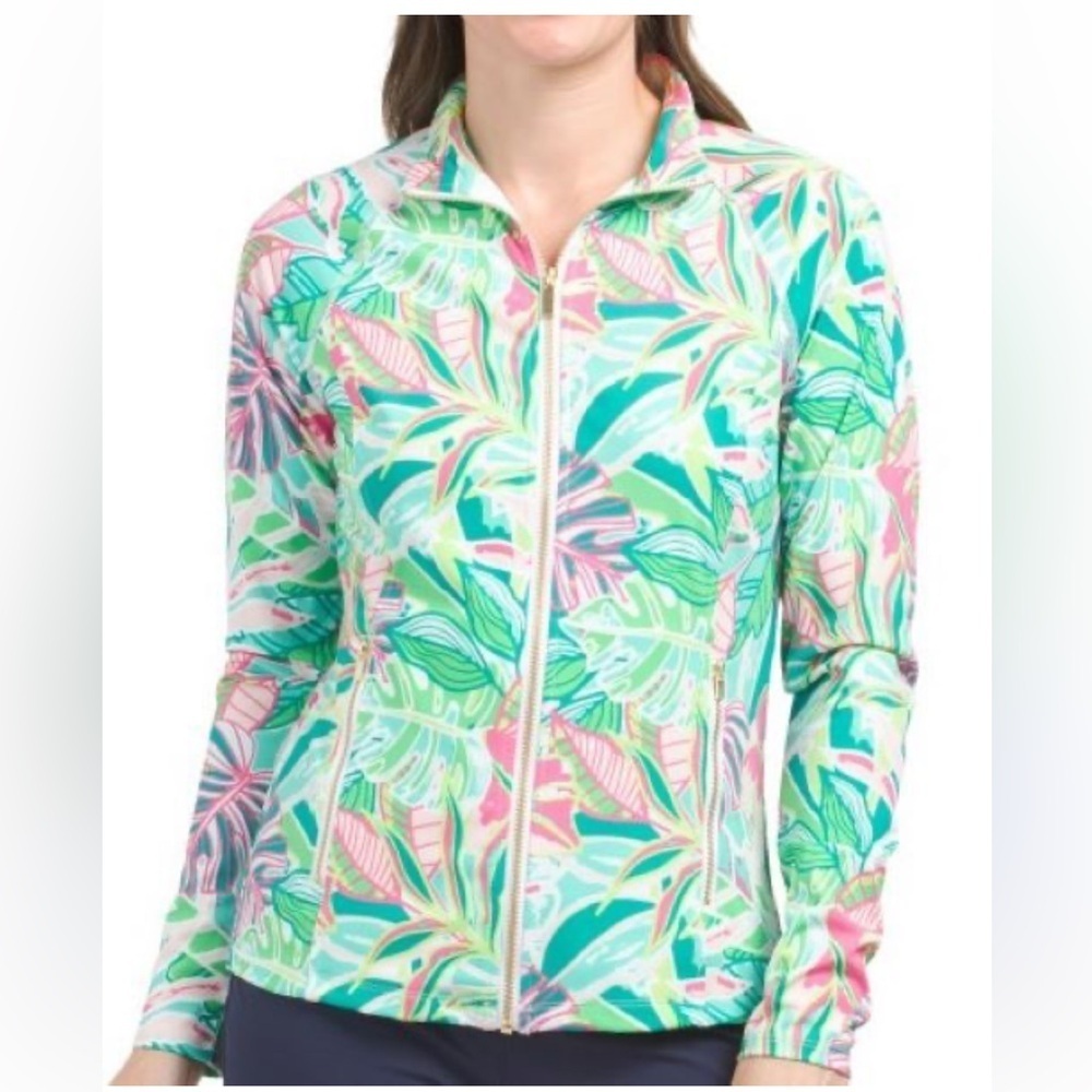 Sigrid Olsen Golf Tennis Full Zip Tropical UPF 50 Jacket sz S